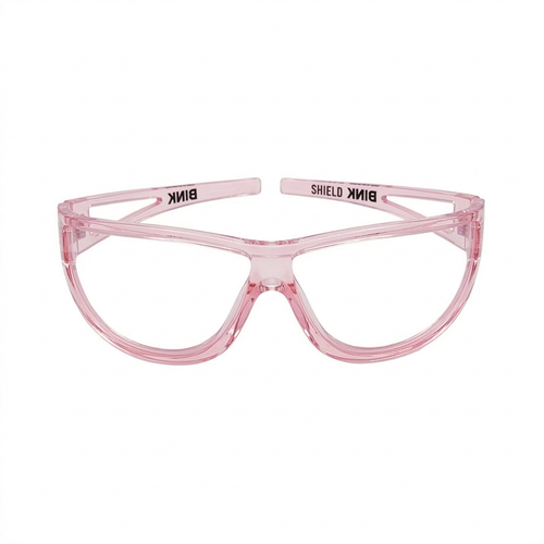 Pink Shield for pickleball safety goggles with 'Dink' branding on a white background